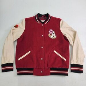 Arizona Jean Co. Woman's Sz XL Red Varsity Letterman Retro Red Button Jacket EUC